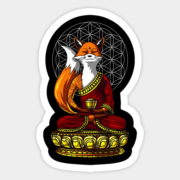 Fox Buddha Sticker by underheaven